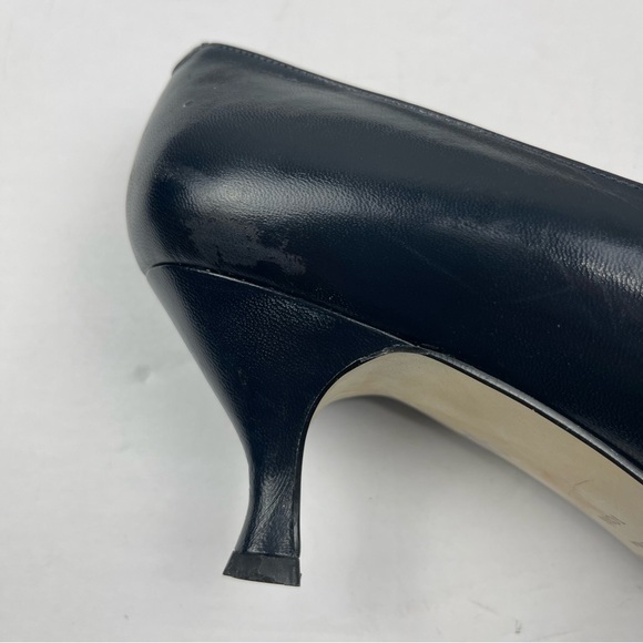 Vintage 80’s Etienne Aigner Athena Navy Blue Leather Buckle Heels Women’s 10W - Picture 5 of 7